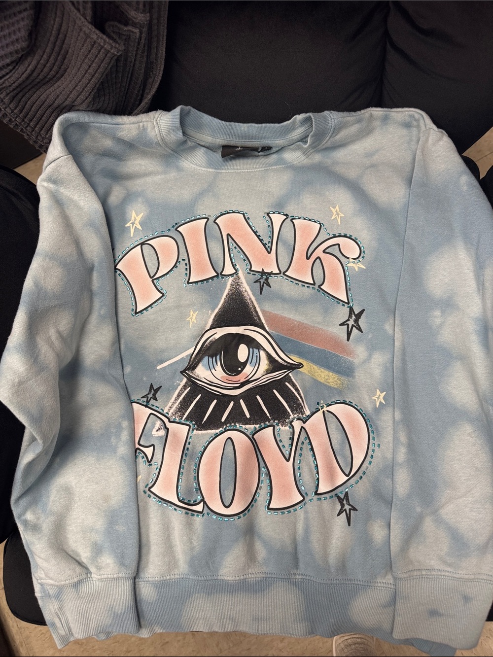 Pink Floyd Light Blue Kids Sweatshirt with Pastel Pink Logo